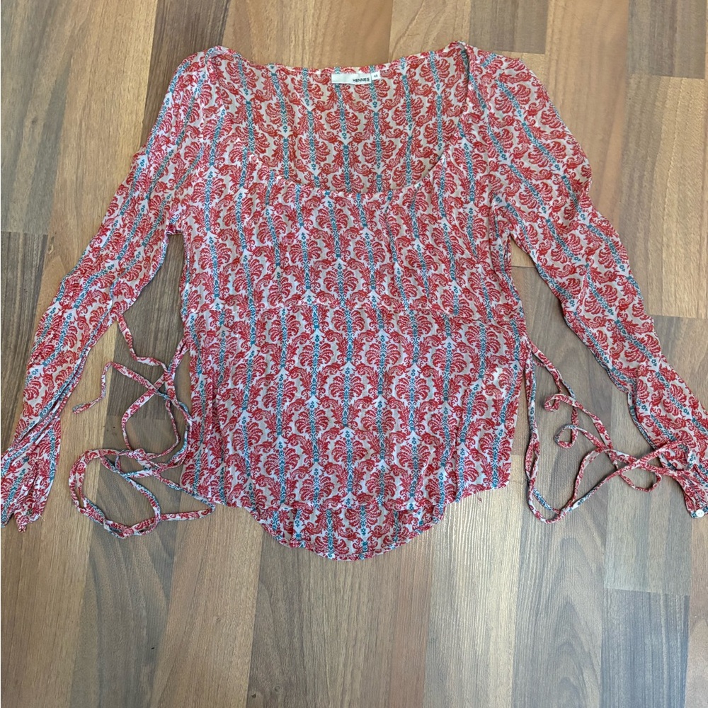 Elegant Red Floral Women's Blouse
